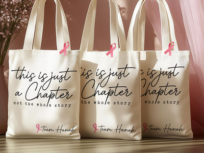 This Is Just a Chapter Not The Whole Story Canvas Bag, Breast Cancer Awareness Motivational Gift, Cancer Support Bag, Fight Cancer Tote Bag