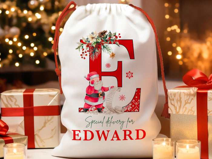 Custom Large Santa Sack Bags, Christmas Santa Gift Bag, Christmas Eve Box, Personalized Christmas Gift Sack for Christmas, Holiday Gift Bag