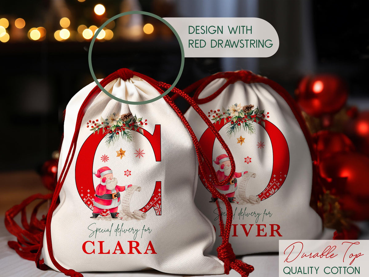 Custom Large Santa Sack Bags, Christmas Santa Gift Bag, Christmas Eve Box, Personalized Christmas Gift Sack for Christmas, Holiday Gift Bag