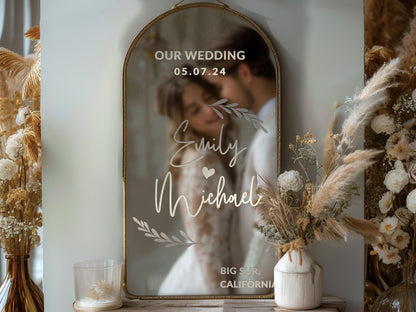 Custom Wedding Mirror Decal, Shower, Parties, Events, Personalized Welcome Sign, Personalized Vinyl Sticker for Mirror, Reception Decor