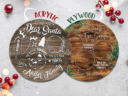 Custom Christmas Tray for Kids, Personalized Santa Cookie Plate, Christmas Eve Cookie Tray, Wooden Santa Treat Serving Plate Christmas Gift