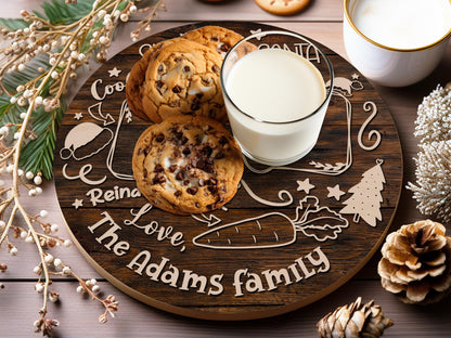Custom Christmas Tray for Kids, Personalized Santa Cookie Plate, Christmas Eve Cookie Tray, Wooden Santa Treat Serving Plate Christmas Gift