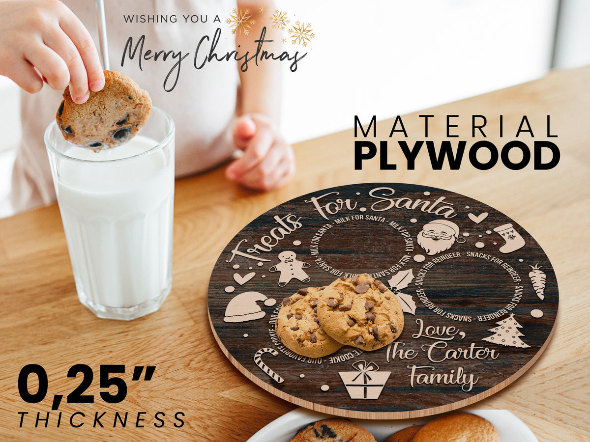 Custom Christmas Tray for Kids, Personalized Santa Cookie Plate, Christmas Eve Cookie Tray, Wooden Santa Treat Serving Plate Christmas Gift