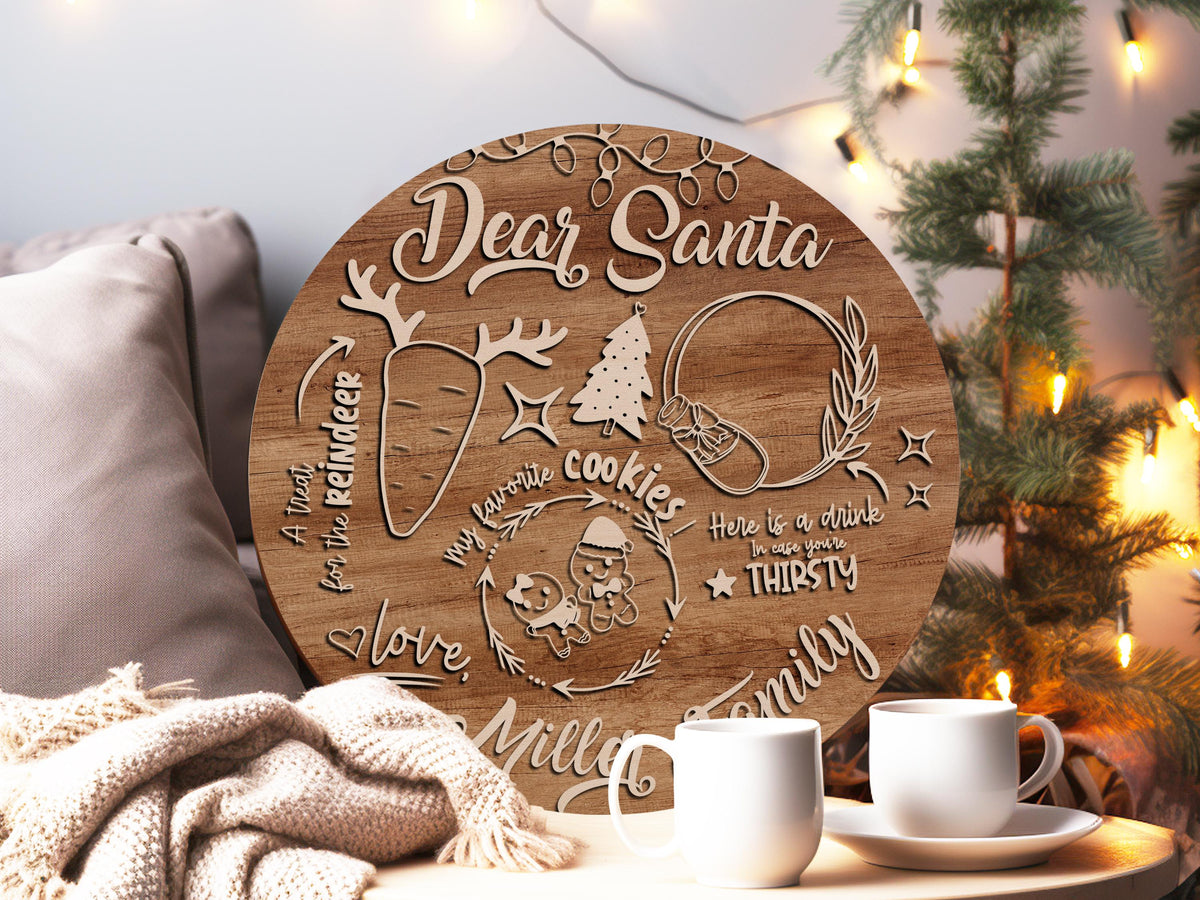 Custom Christmas Tray for Kids, Personalized Santa Cookie Plate, Christmas Eve Cookie Tray, Wooden Santa Treat Serving Plate Christmas Gift