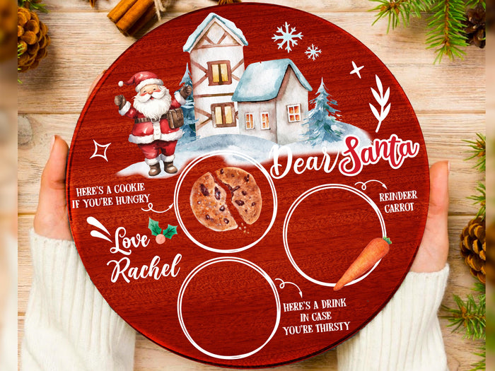 Personalized Christmas Tray Custom Christmas Tray for Kids, Santa Cookie Plate, Christmas Eve Cookie Tray, Wooden Santa Plate Christmas Gift