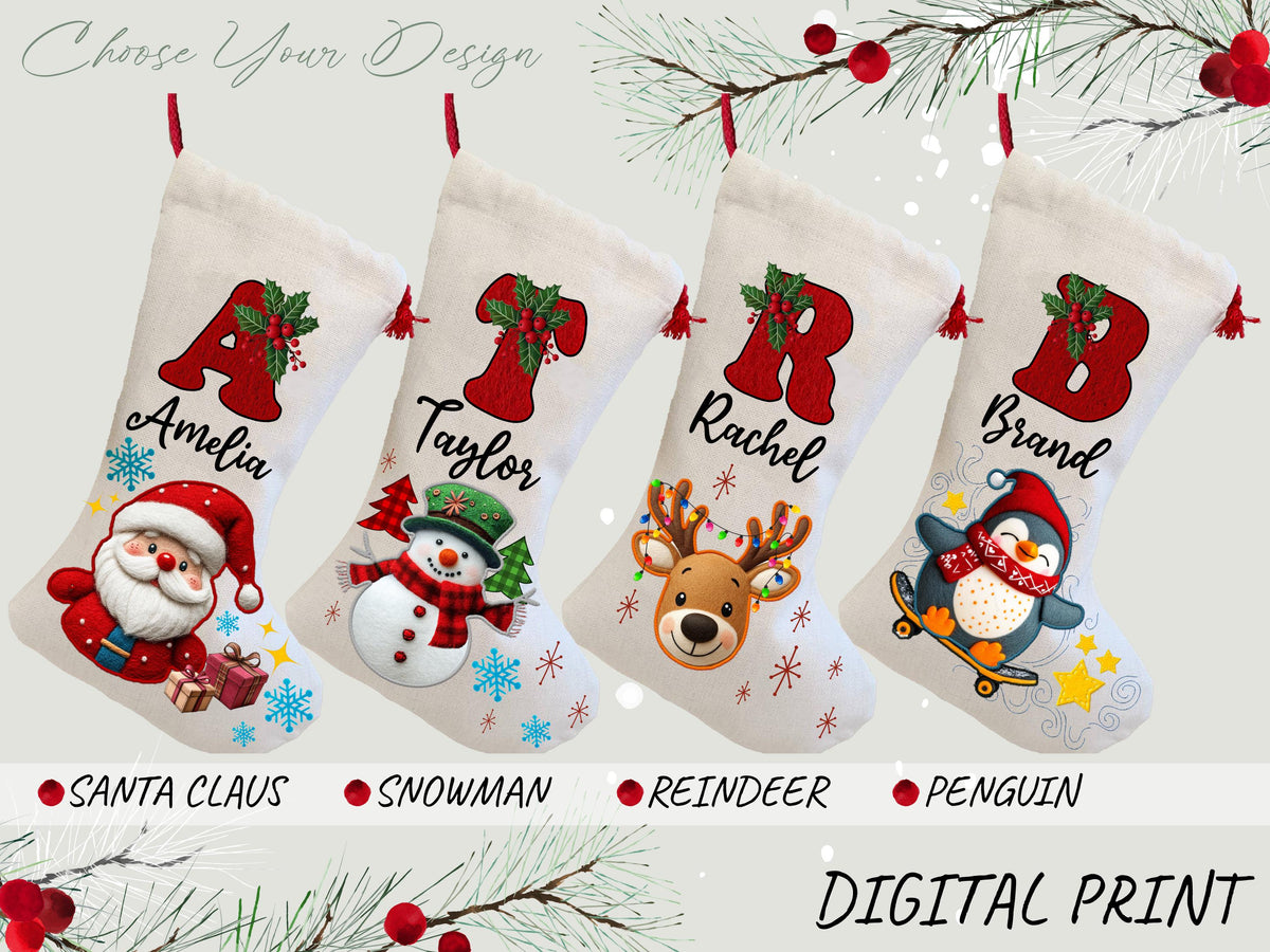 Personalized Christmas Stockings For Family Christmas Gifts, Custom Family Stocking For Christmas Decoration, Monogram Stocking with Name