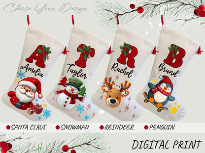 Personalized Christmas Stockings For Family Christmas Gifts, Custom Family Stocking For Christmas Decoration, Monogram Stocking with Name