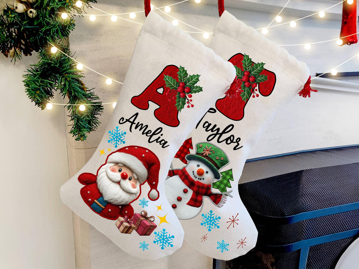 Personalized Christmas Stockings For Family Christmas Gifts, Custom Family Stocking For Christmas Decoration, Monogram Stocking with Name