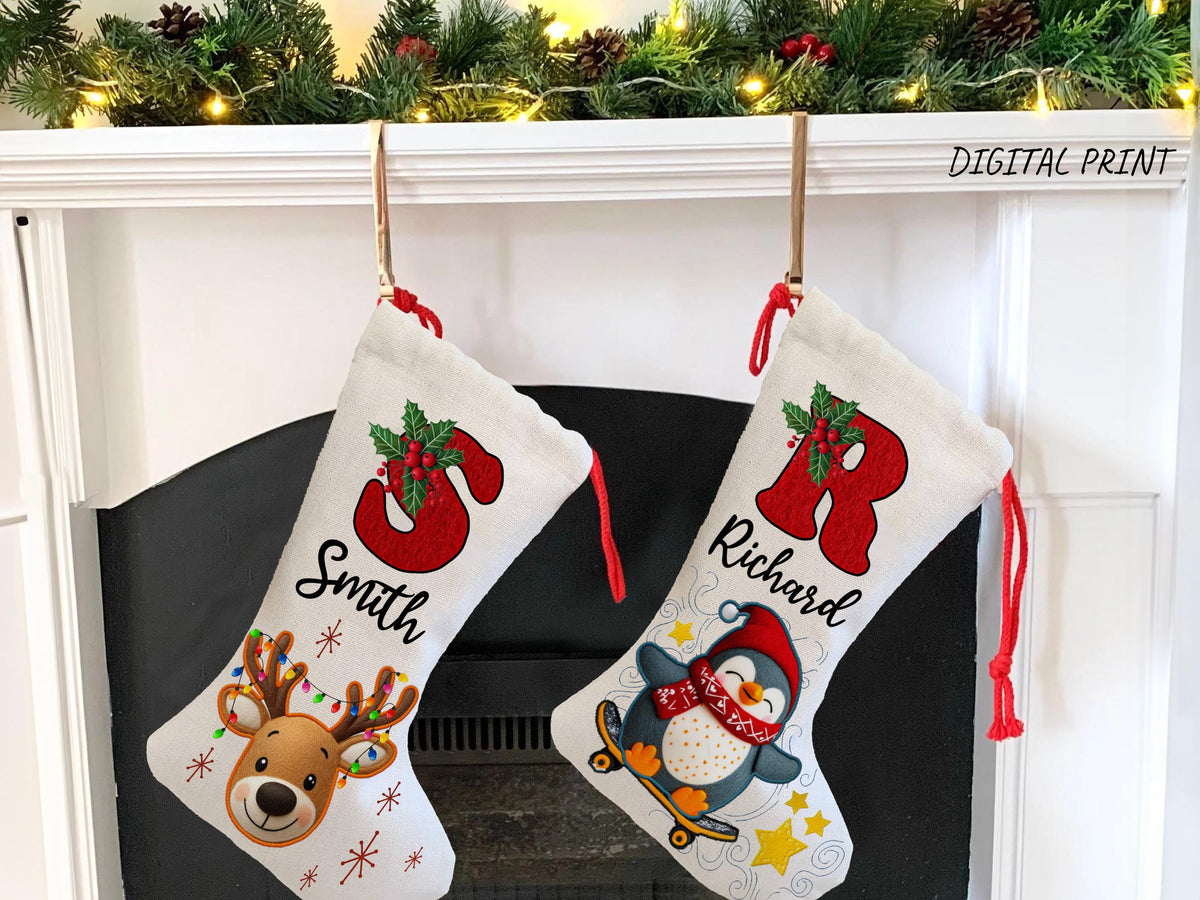 Personalized Christmas Stockings For Family Christmas Gifts, Custom Family Stocking For Christmas Decoration, Monogram Stocking with Name