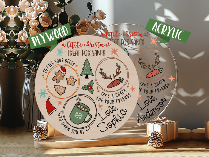Christmas Tray, Custom Serving Tray for Christmas, Customized Christmas Wooden Serving Tray Decor, Personalized Santa Cookie and Milk Plate