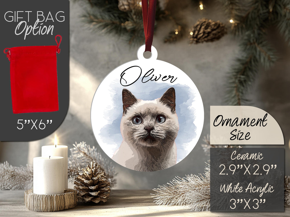 Pet Memorial Photo Ornament for Pet Loss Gift, Custom Christmas Dog Cat Ornament, Forever In Our Hearts Pet Ornament, Keepsake Gifts for Pet