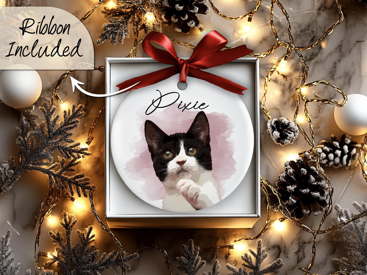 Pet Memorial Photo Ornament for Pet Loss Gift, Custom Christmas Dog Cat Ornament, Forever In Our Hearts Pet Ornament, Keepsake Gifts for Pet