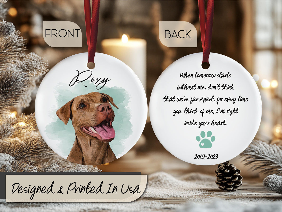 Pet Memorial Photo Ornament for Pet Loss Gift, Custom Christmas Dog Cat Ornament, Forever In Our Hearts Pet Ornament, Keepsake Gifts for Pet