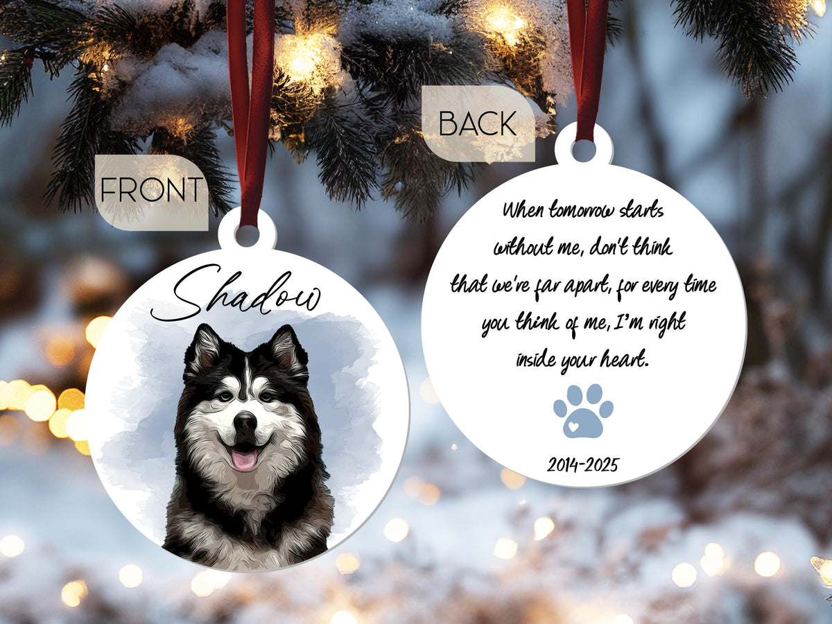 Pet Memorial Photo Ornament for Pet Loss Gift, Custom Christmas Dog Cat Ornament, Forever In Our Hearts Pet Ornament, Keepsake Gifts for Pet