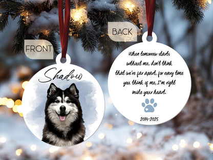Pet Memorial Photo Ornament for Pet Loss Gift, Custom Christmas Dog Cat Ornament, Forever In Our Hearts Pet Ornament, Keepsake Gifts for Pet