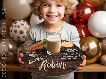 Custom Christmas Tray for Kids, Personalized Santa Cookie Plate, Christmas Eve Cookie Tray, Wooden Santa Treat Serving Plate Christmas Gift