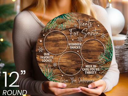 Custom Christmas Tray for Kids, Personalized Santa Cookie Plate, Christmas Eve Cookie Tray, Wooden Santa Treat Serving Plate Christmas Gift