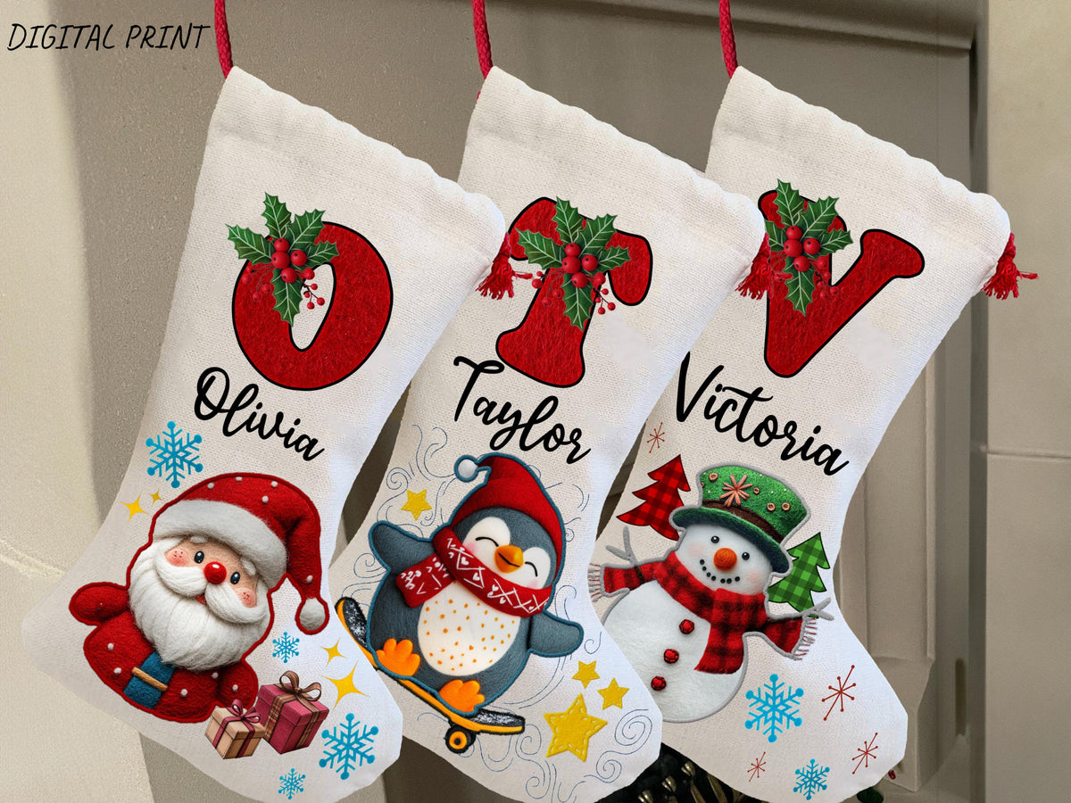 Personalized Christmas Stockings For Family Christmas Gifts, Custom Family Stocking For Christmas Decoration, Monogram Stocking with Name
