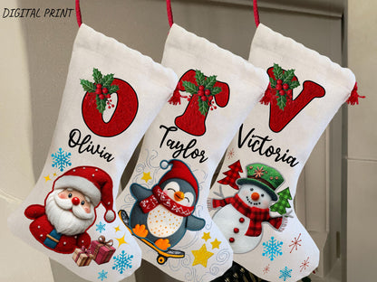 Personalized Christmas Stockings For Family Christmas Gifts, Custom Family Stocking For Christmas Decoration, Monogram Stocking with Name