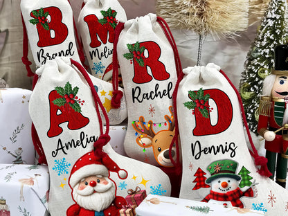Personalized Christmas Stockings For Family Christmas Gifts, Custom Family Stocking For Christmas Decoration, Monogram Stocking with Name