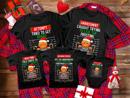 Personalized Gingerbread Family Christmas Shirt, Group Matching Christmas Outfits, Christmas Holiday Tee, Funny Gingerbread Mugshot Shirt