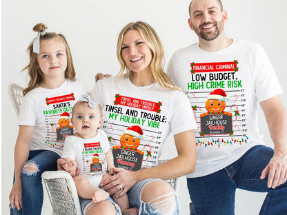 Personalized Gingerbread Family Christmas Shirt, Group Matching Christmas Outfits, Christmas Holiday Tee, Funny Gingerbread Mugshot Shirt