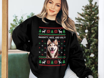 Custom Funny Face Sweatshirt, Personalized Ugly Christmas Sweater, Custom Photo Shirt, Personalized Text Tee, Christmas Pattern, Unique Gift