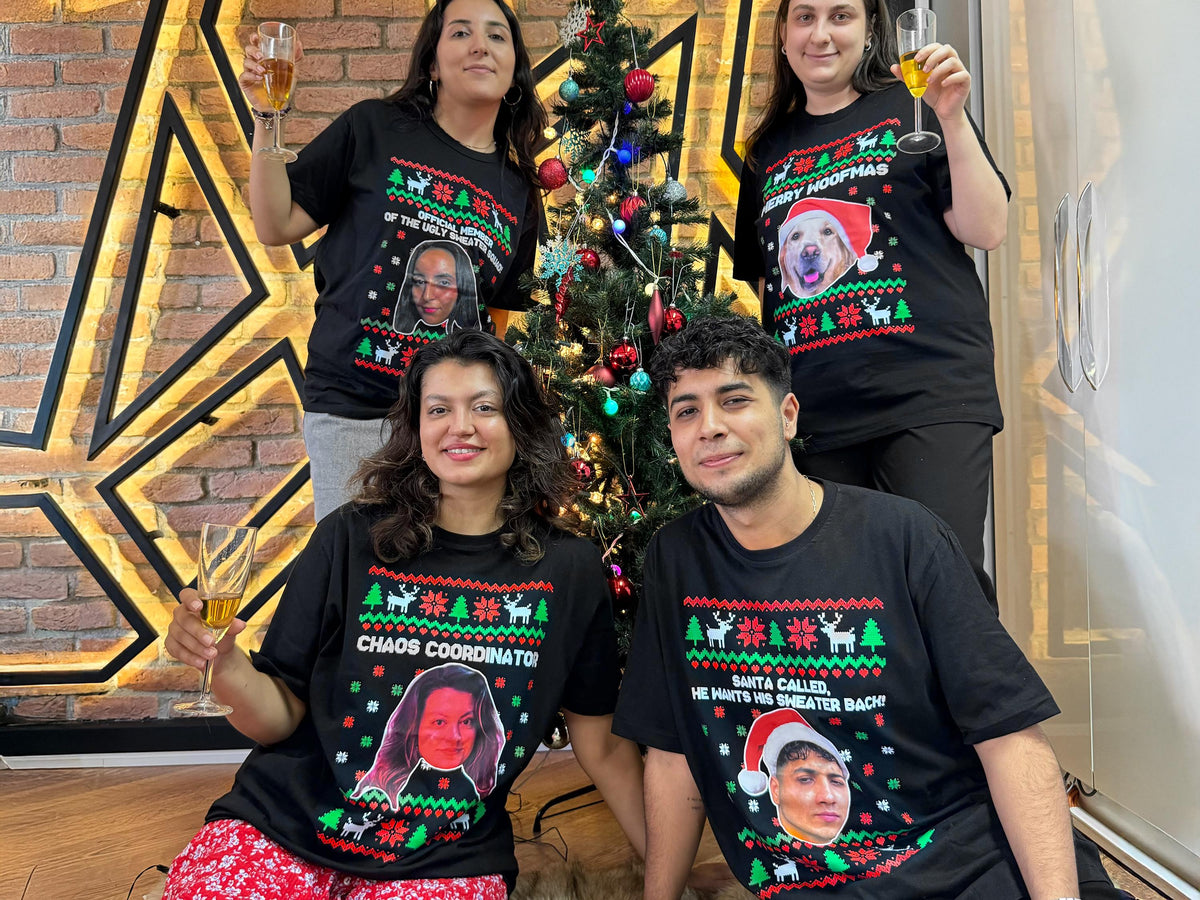Custom Funny Face Sweatshirt, Personalized Ugly Christmas Sweater, Custom Photo Shirt, Personalized Text Tee, Christmas Pattern, Unique Gift
