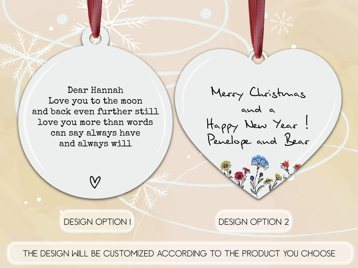 Your Message Here Custom Couple Gift for Valentines Day Gifts, Personalized Ornament for Family Keepsake Gift, Custom Design Ornament Gifts