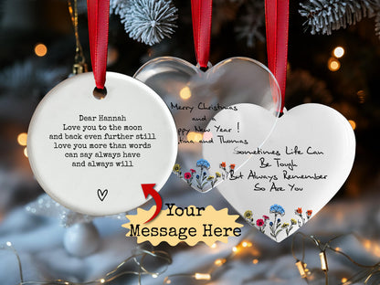 Your Message Here Custom Couple Gift for Valentines Day Gifts, Personalized Ornament for Family Keepsake Gift, Custom Design Ornament Gifts