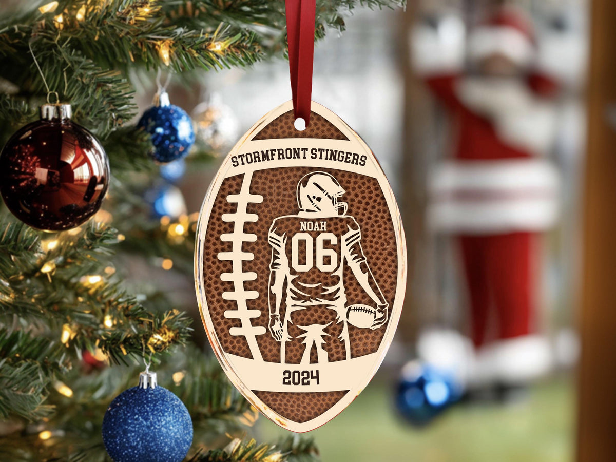 Personalized Sports Ornaments, Custom Football Player Ornament, Football Fan Gift, Personalized Football Player Keepsake, Sports Lovers Gift
