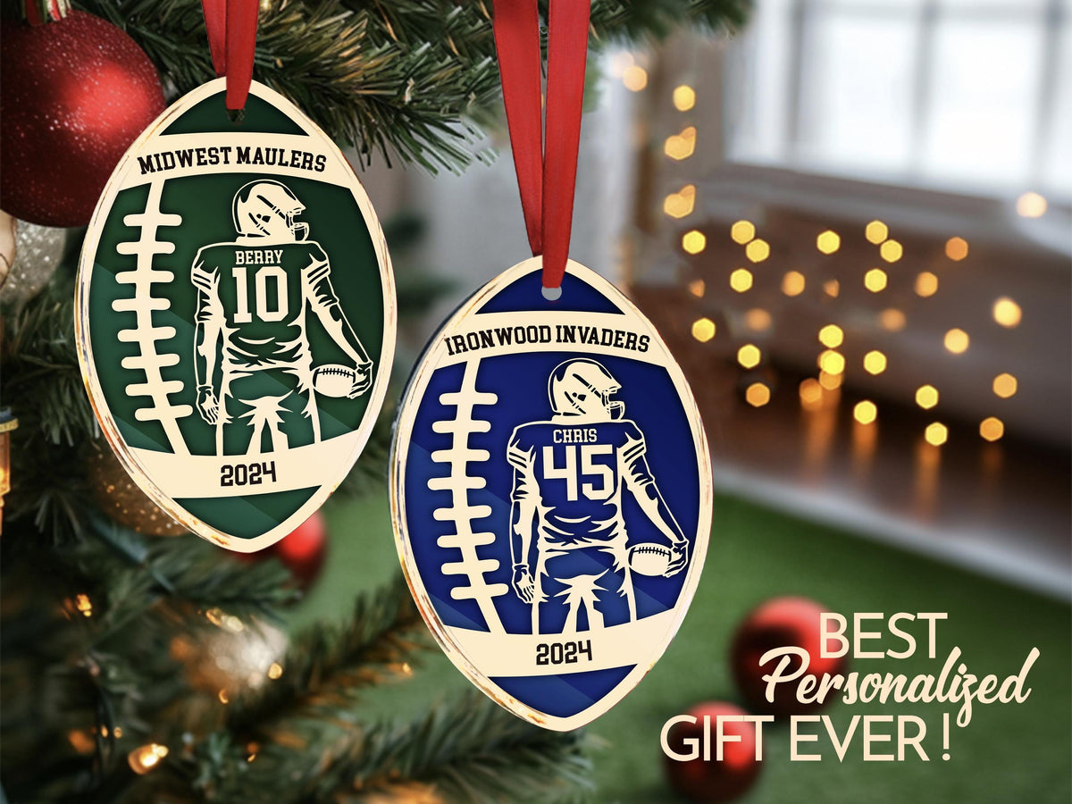 Personalized Sports Ornaments, Custom Football Player Ornament, Football Fan Gift, Personalized Football Player Keepsake, Sports Lovers Gift