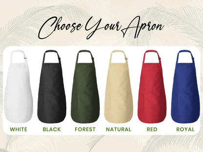 Personalized Floral Apron for Women w/ Pocket Adjustable Neck Custom Aprons Chef Gifts Grilling Apron Baking Gift, Mom, Daughter, Kitchen