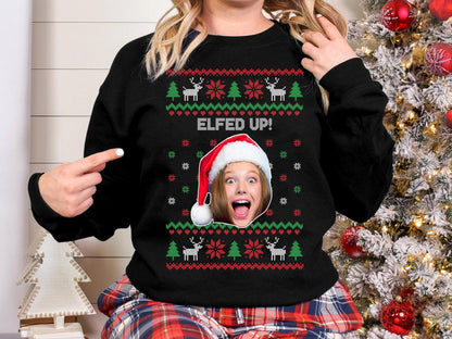 Custom Funny Face Sweatshirt, Personalized Ugly Christmas Sweater, Custom Photo Shirt, Personalized Text Tee, Christmas Pattern, Unique Gift