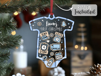 Custom Baby Birth Stats Ornament Gift For Christmas, Babys First Christmas Ornament For Christmas Tree, New Baby Announcement Christmas Gift
