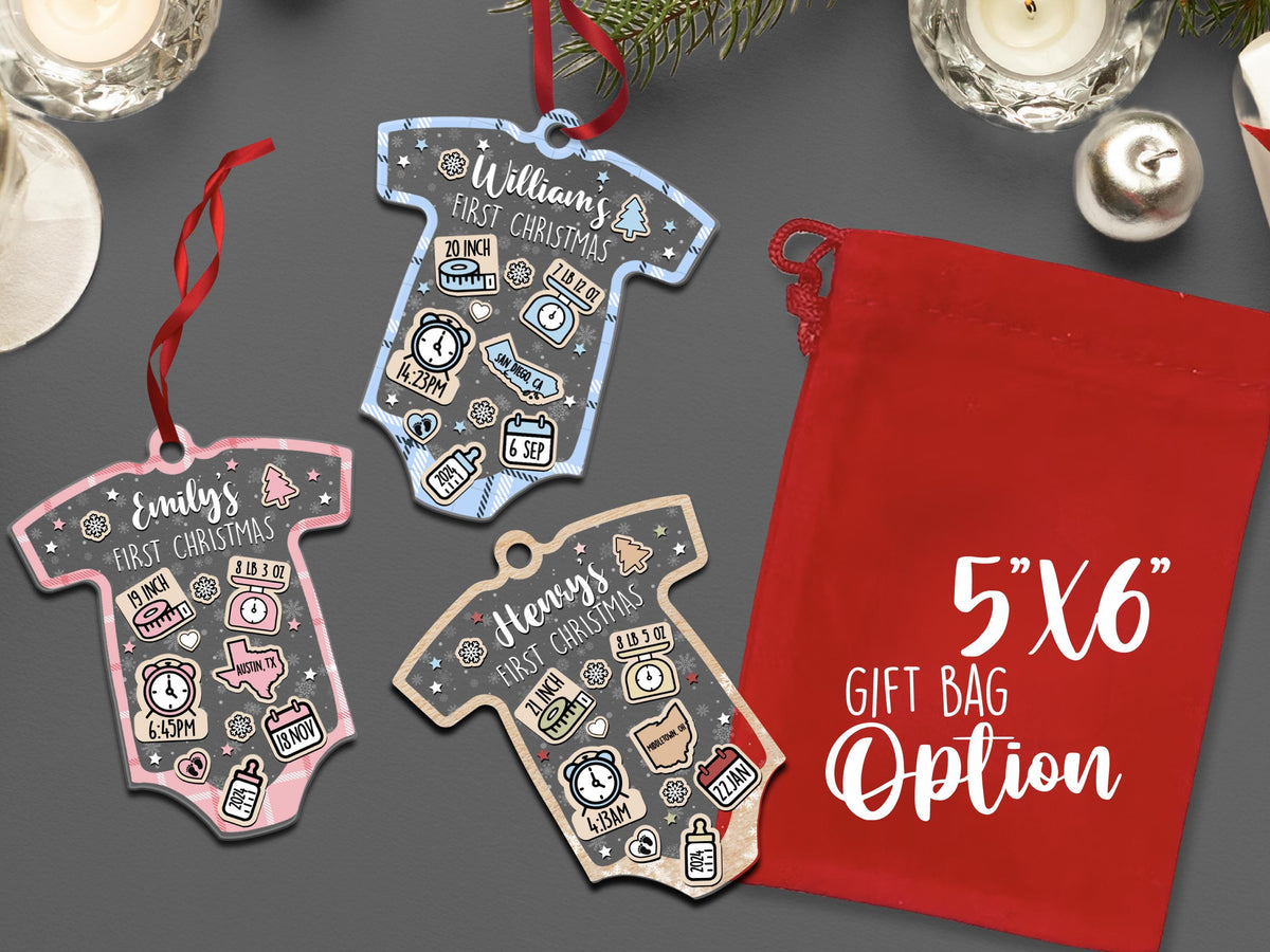Custom Baby Birth Stats Ornament Gift For Christmas, Babys First Christmas Ornament For Christmas Tree, New Baby Announcement Christmas Gift