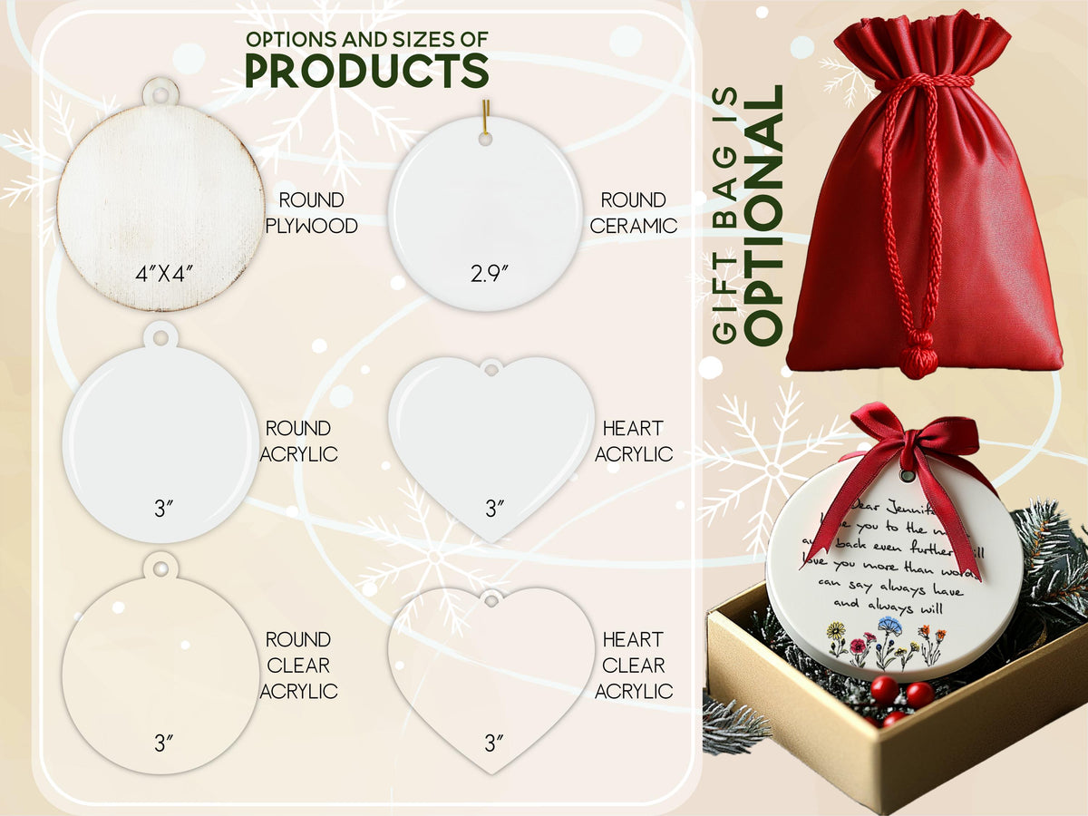 Your Message Here Custom Couple Gift for Valentines Day Gifts, Personalized Ornament for Family Keepsake Gift, Custom Design Ornament Gifts