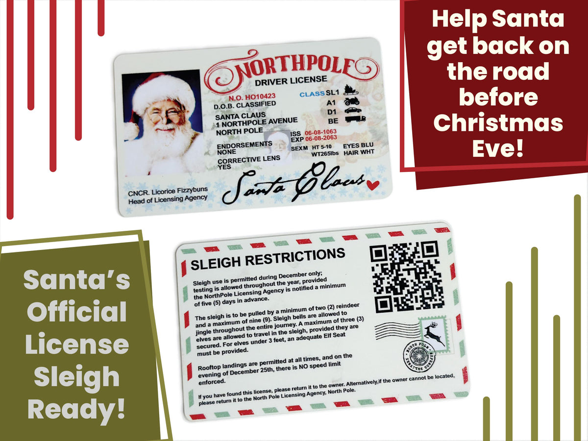 Santa Claus Driver’s License, Lost Drivers License, Christmas Decorations, Christmas Gift For Kids, Secret Santa gift, Santa ID, Fun Gift