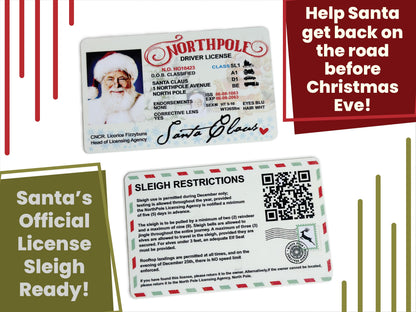 Santa Claus Driver’s License, Lost Drivers License, Christmas Decorations, Christmas Gift For Kids, Secret Santa gift, Santa ID, Fun Gift