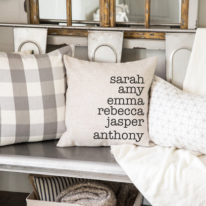 Personalized Family Name Throw Pillow Case, Customize Pillow with Kids Name 18X18 Pillow Cover, Custom Mothers Day Gift for Mom Grandma Gift