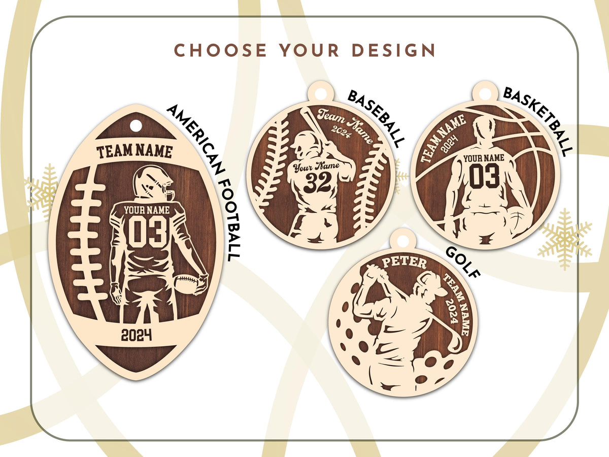 Personalized Sports Ornaments, Custom Football Player Ornament, Football Fan Gift, Personalized Football Player Keepsake, Sports Lovers Gift