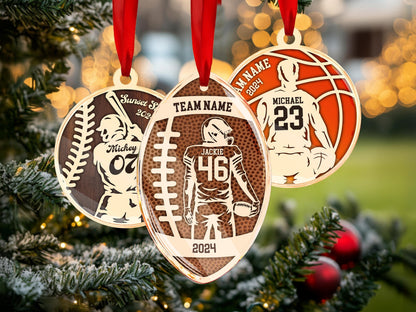 Personalized Sports Ornaments, Custom Football Player Ornament, Football Fan Gift, Personalized Football Player Keepsake, Sports Lovers Gift