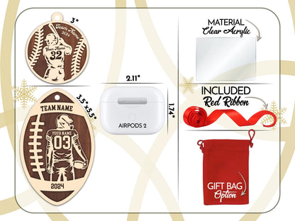 Personalized Sports Ornaments, Custom Football Player Ornament, Football Fan Gift, Personalized Football Player Keepsake, Sports Lovers Gift