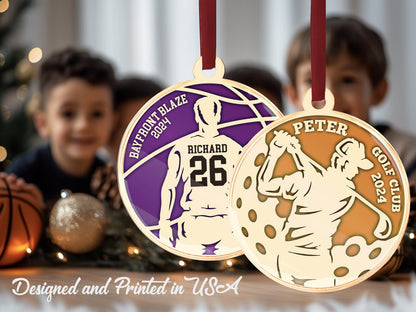 Personalized Sports Ornaments, Custom Football Player Ornament, Football Fan Gift, Personalized Football Player Keepsake, Sports Lovers Gift