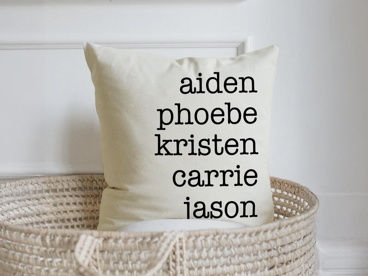 Personalized Family Name Throw Pillow Case, Customize Pillow with Kids Name 18X18 Pillow Cover, Custom Mothers Day Gift for Mom Grandma Gift