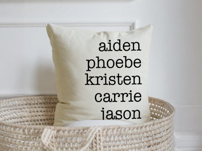 Personalized Family Name Throw Pillow Case, Customize Pillow with Kids Name 18X18 Pillow Cover, Custom Mothers Day Gift for Mom Grandma Gift