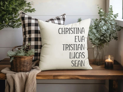 Personalized Family Name Throw Pillow Case, Customize Pillow with Kids Name 18X18 Pillow Cover, Custom Mothers Day Gift for Mom Grandma Gift