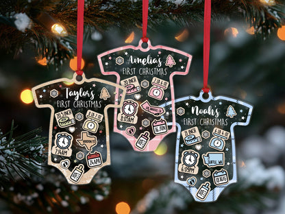 Personalized Baby's First Christmas Ornament, New Baby Gift, Birth Stats Keepsake, Baby Holiday Ornament, Baby Shower Memory Decoration