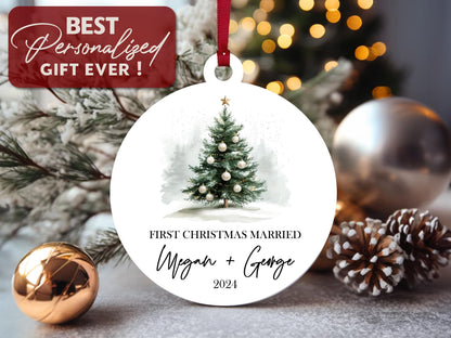 First Christmas Married Ornament 2026, Personalized Couple’s Gift, Custom Tree Decoration, Wedding Ornament, Newlywed Keepsake, Holiday Gift