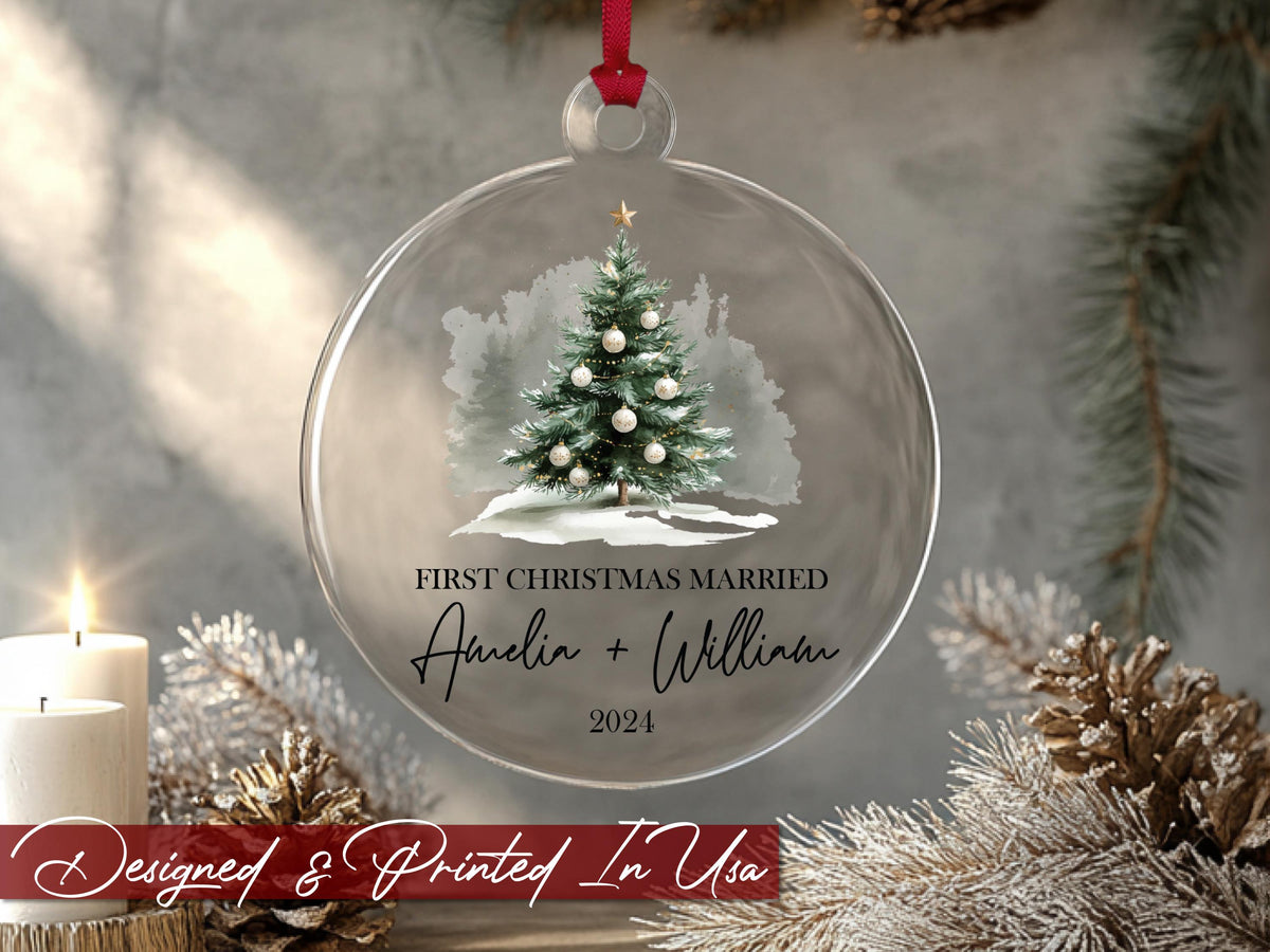 First Christmas Married Ornament 2026, Personalized Couple’s Gift, Custom Tree Decoration, Wedding Ornament, Newlywed Keepsake, Holiday Gift